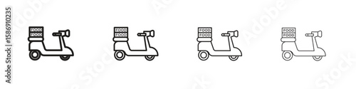 Food delivery icon simple black vectors pack. Design infographic element