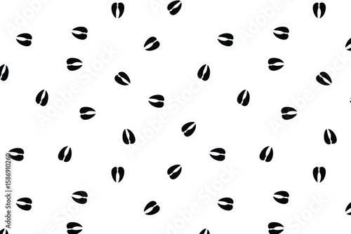 Scatter seamless pattern with black pig footprints on a transparent background for wrapping, textile or fabric