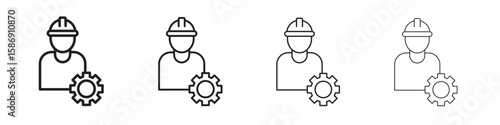 Engineer icon simple black vectors pack. Design infographic element