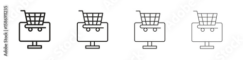 E commerce platform icon simple black vectors pack. Design infographic element