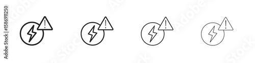 Electric Problem icon simple black vectors pack. Design infographic element