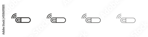Dog microchip icon simple black vectors pack. Design infographic element