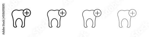 Dental insurance icon simple black vectors pack. Design infographic element