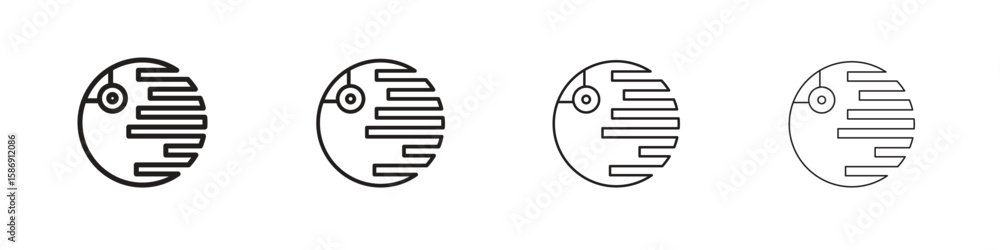Death star icon simple black vectors pack. Design infographic element