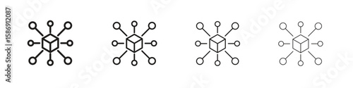 Decentralized icon simple black vectors pack. Design infographic element