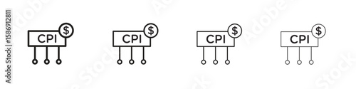 Consumer prices index icon simple black vectors pack. Design infographic element