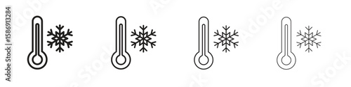 Cold icon simple black vectors pack. Design infographic element