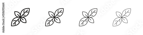 Basil icon simple black vectors pack. Design infographic element