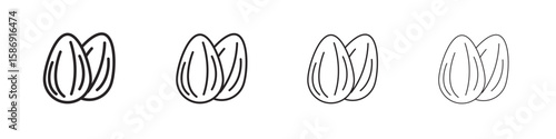 Almond icon simple black vectors pack. Design infographic element