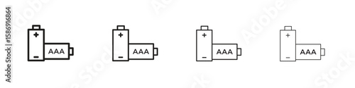 AAA battery icon simple black vectors pack. Design infographic element