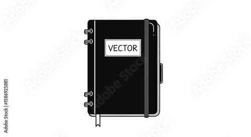 Vector download black notebook vector image for personal organizer diary journal and school supplies design resource