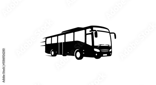 Vector black bus illustration for travel and transportation services providing travel and tourism solutions online