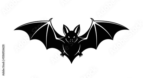 Vector download black bat vector illustration for halloween decorations and spooky designs with wings open 100