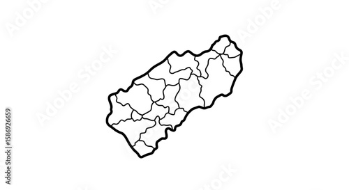 Vector outline map of liechtenstein with districts for geography education and cartography projects design resource