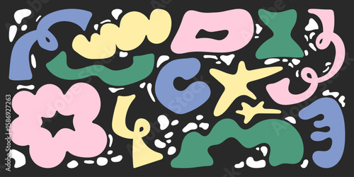 simple organic shapes, colorful se