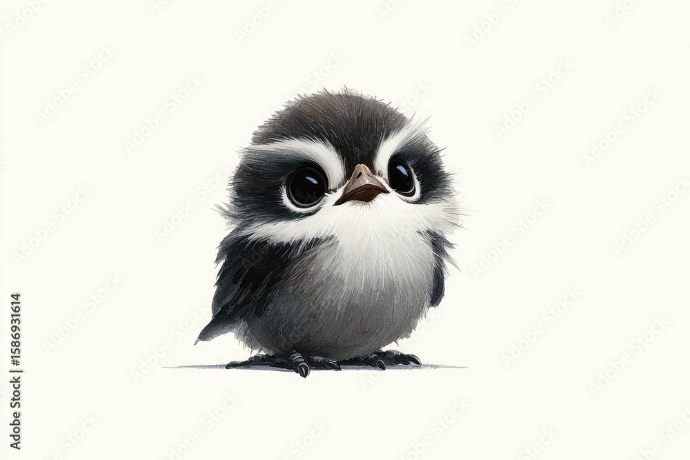Fototapeta premium A cute, fluffy bird with large eyes.