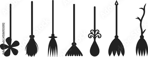 Various broomstick designs witch magic