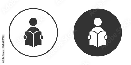 Reading icon in modern minimalistic flat versions