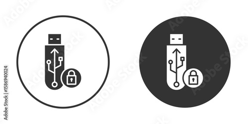 Pendrive security icon in modern minimalistic flat versions
