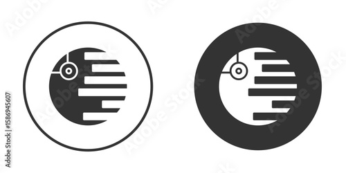 Death star icon in modern minimalistic flat versions