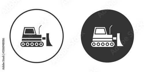 Bulldozer icon in modern minimalistic flat versions