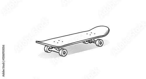 Vector skateboard drawing illustration for skateboarding enthusiasts and extreme sports equipment design projects