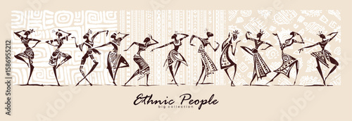 Dance Silhouettes Showcasing Ethnic People in Dynamic Motion and Expression