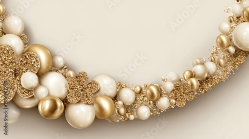 Wallpaper Mural Elegant Gold and White Pearl Garland with Glittering Flowers for Celebration and Holiday Decor Torontodigital.ca