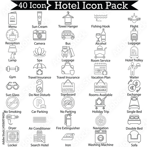 Hotel Line Icon Pack