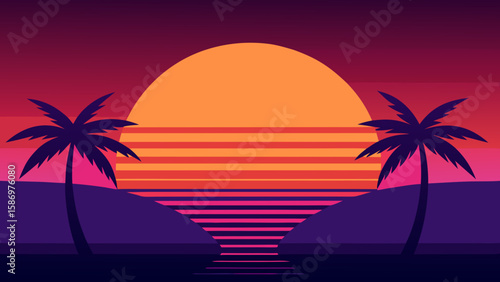 Background Scene in a Graphic Novel Style a Dramatic Sunset Illustration