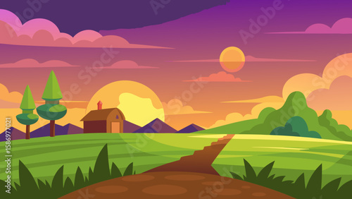 Background Scene Illustrating a Fantasy Realm Magical Enchanted World