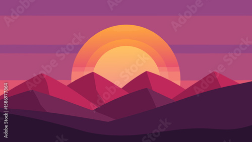 Minimalist Art Serene Sunset Background Scene Peaceful Calm Tranquil Nature