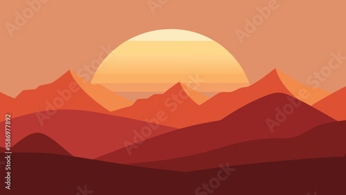 Stylized Landscape Dusk Background Scene Peaceful Calm Serene Artistic Nature