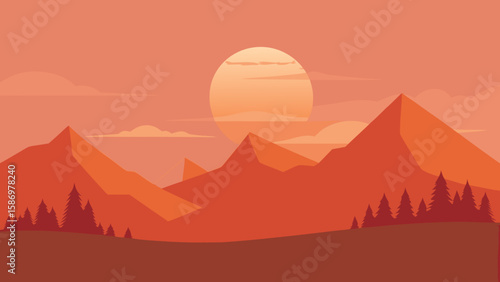 Minimalist Rendering Nature Background Scene Peaceful Calm Serene Artistic Landscape
