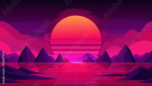 Desolate Yet Beautiful Alien World Vibrant Red Landscape Science Fiction Art