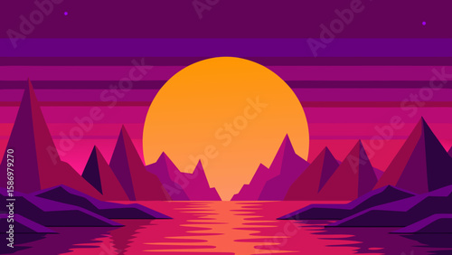 Majestic Sci Fi Landscape Towering Purple Alien World Futuristic Vista