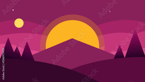 Tranquil Evening Minimalist Background Scene Peaceful Calm Serene Nature Design