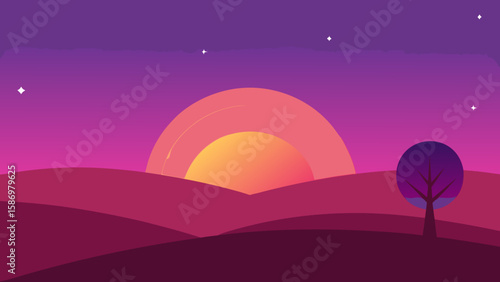 Clean Vector Background Scene Calm Twilight Sky Serene Evening Artistic Illustration