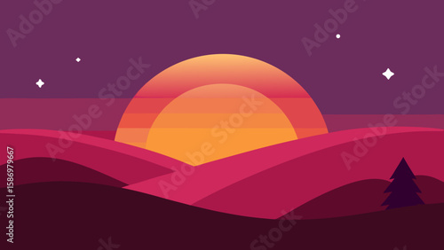 Peaceful Background Scene Abstract Hills for Calming Digital Design