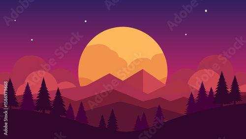 Background Scene Illustration of a Serene Natural Landscape