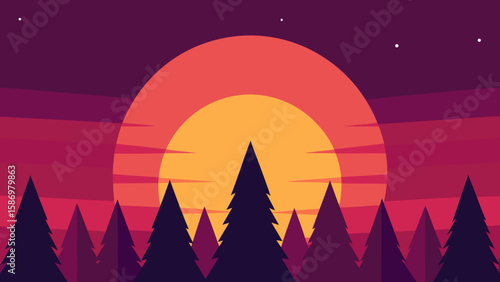 Calm Geometric Interpretation Landscape Background Scene for Digital Art