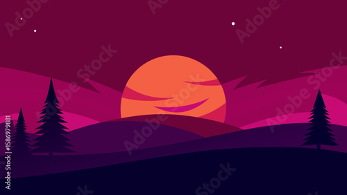 Tranquil Landscape with River Background Scene for Digital Art