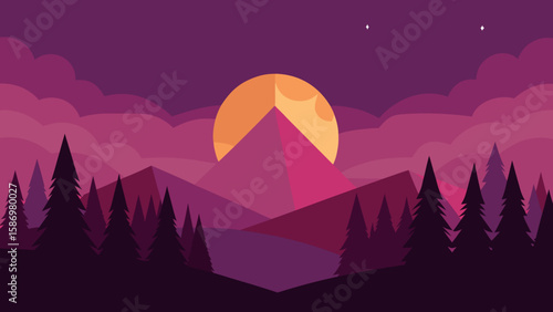 Calming Abstract Forest Vista Background Scene for Digital Design