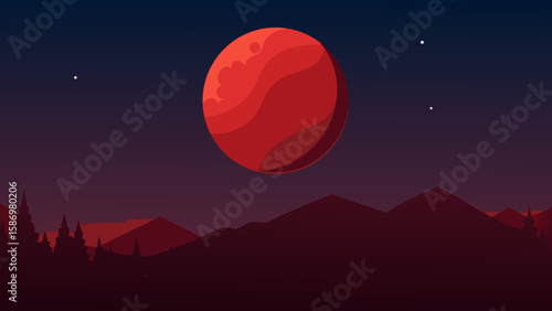 Lunar Eclipse Event with Large Moon Background Scene for Digital Art