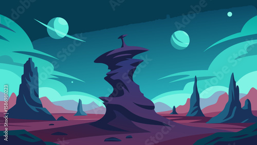 Surreal Alien Landscape Twilight Background Scene for SciFi Digital Art