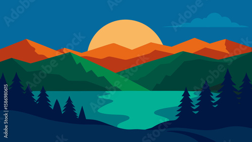 Clean Vector Art Landscape Background Scene Style for Digital Projects