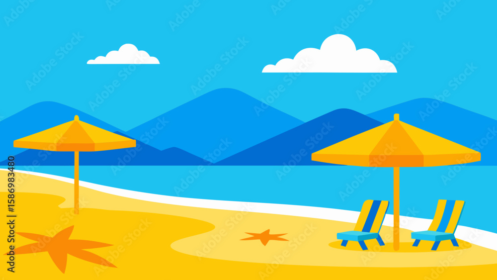 Fototapeta premium Vibrant Summer Beach Day Background Scene for Cheerful Digital Media