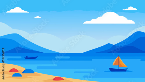 Tranquil Background Scene Illustration of Beach for Peaceful Digital Use