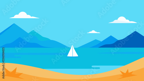 Serene Background Scene Illustration of Beach for Calm Digital Projects