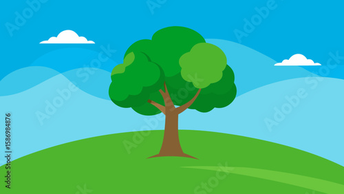 Background Scene a Vibrant Illustration of a Green Field